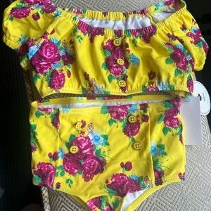 Girls Floral Yellow Kids Bathing Suit 5 Janie & Jack NWT 60.00